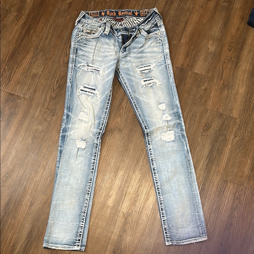 Rock Revival (Medina)Blue Skinny Jeans Distressed Style